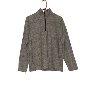 Banana Republic Light Heather Gray Zip Mock Neck Pullover